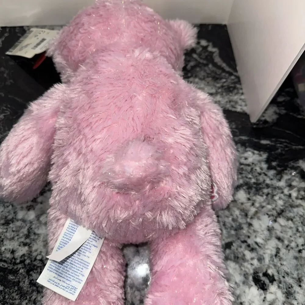 NWT Build a Bear Disney Princess Sparkle Pink Bear w/Crown Plush Stuffed Animal
